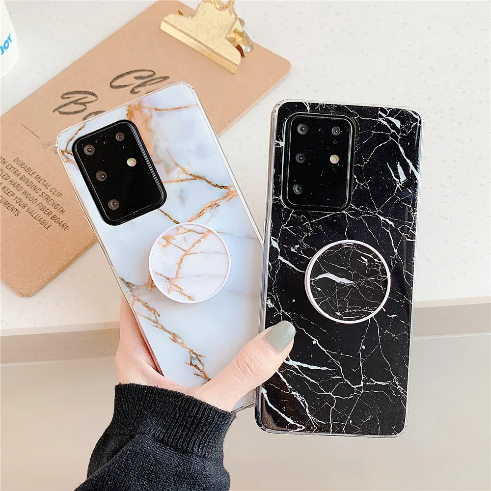 

Phone Case sFor Samsung Galaxy A51 A71 M10 A10S A20S A10 A20 A30 A50 A70 Case Soft Silicone Marble folding stand Cover Capa