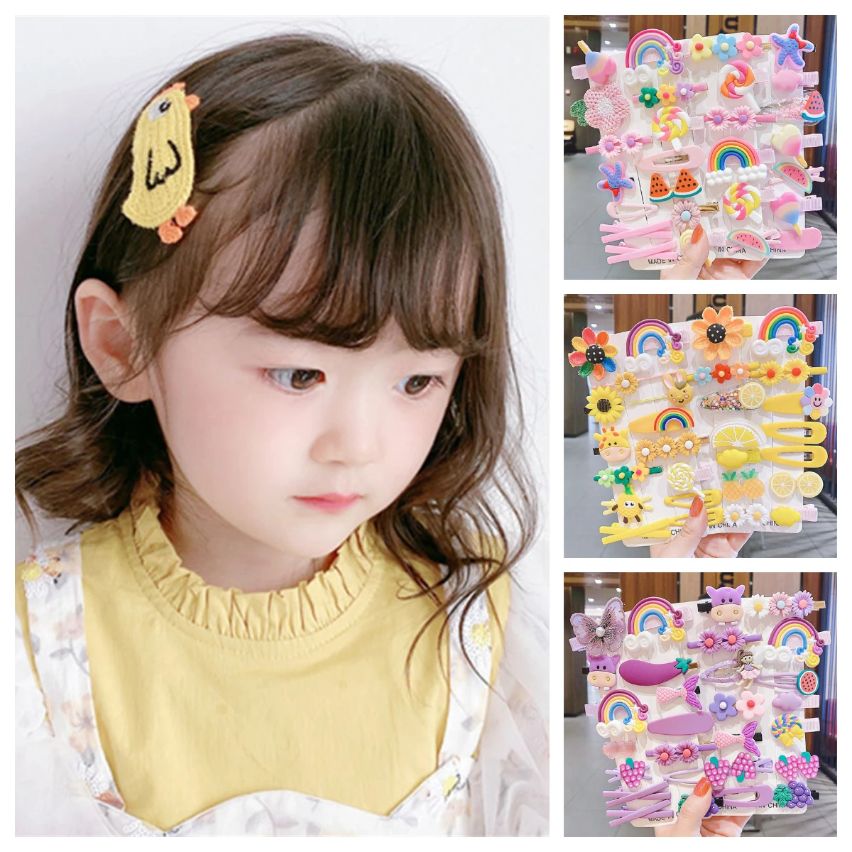 

1 Set Children BB Clip Cute Cartoon Flower Fruit Rubber Bands Hairpins Lovely Hair Clips Girls Hair Bands Hair Accessories Gift