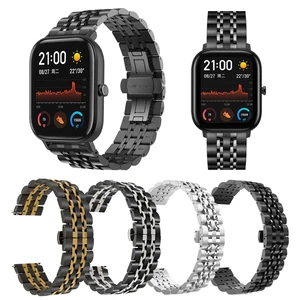 Ремешок для часов из нержавеющей стали для xiaomi Huami Amazfit GTR 47 мм, 42 ммGTS, ремешок для часов Amazfit bipStratos 3 2, металлический классический ремешок