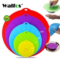 walfos 5pcs universal silicone suction lid bowl cover pan cooking pot lid silicone cover kitchen pan spill lid stopper cover