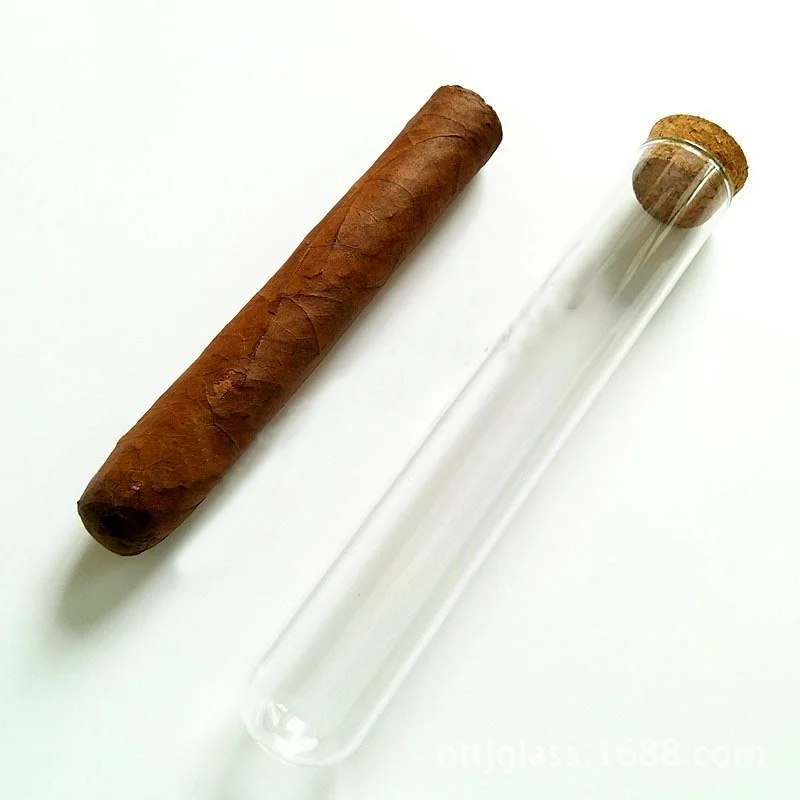 

10pcs/lot 18mm*180mm Glass Test Tube with Cork Cover Bottom Cigar Humidor Glass Tube Weed Tobacco Box Laboratory Glassware