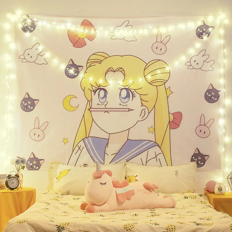 Аниме гобелен настенный тканевый скандинавский фон Tapiz гостиная спальня