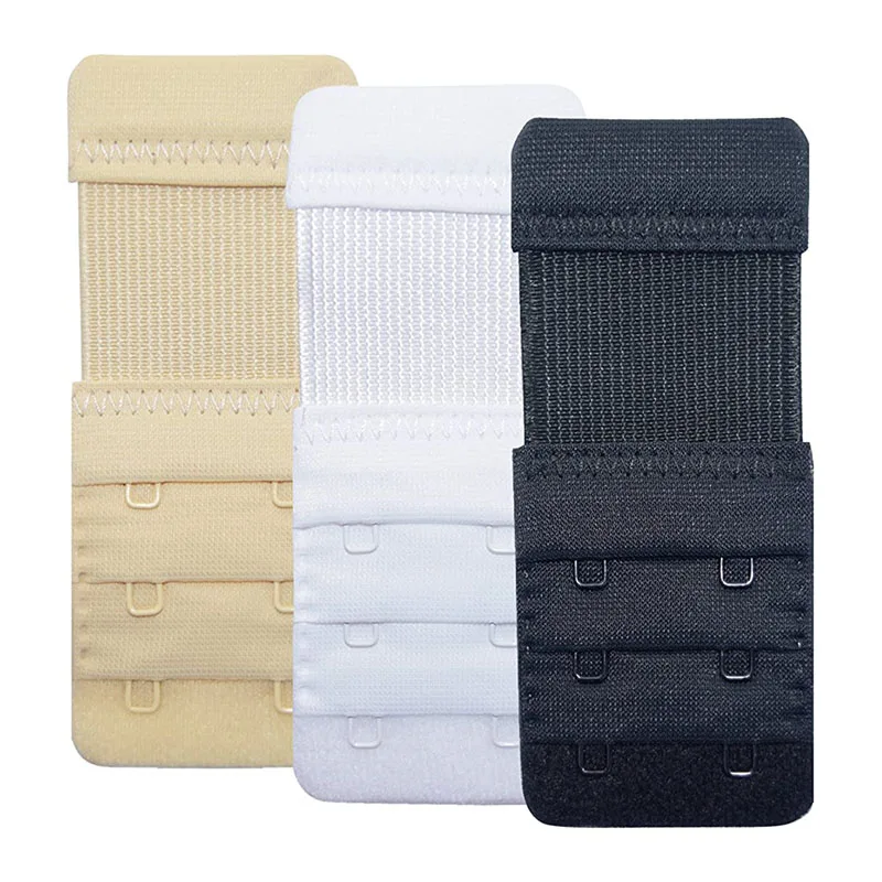 

3.8CM Elastic Extension Buckle for Bras Accessories Black White Color Three Rows Elastic Extension Buckles Clip