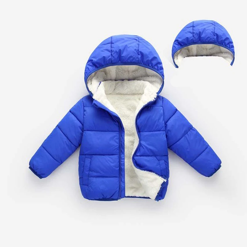 Detachable Blue Baby Girls Jacket Autumn Winter Jacket For Girls Coat Kids Warm Hooded Outerwear Coat For Boys Coat Children Clothes YJ108 - Цвет: Detachable Blue
