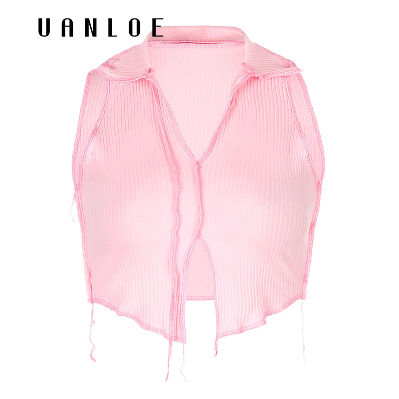 

Sleeveless Sexy Ruffles Crop Top For Women Fashion Streetwear Rib Knitting Vintage 90s Tank Tops Femme Solid V-neck Vest