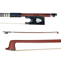 for ammoon 44 violin fiddle bow brazilwood round stick leather thumb grip ebony frog horsetail hair well balanced