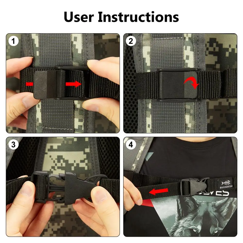 Bassdash регулируемый нагрудный ремень для рюкзака с пряжкой 2 шт.|Наружное