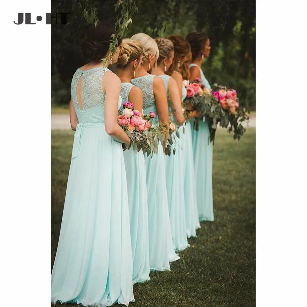 Элегантное Длинное Платье для подружки невесты Aqua платье с кружевом шифоновое до