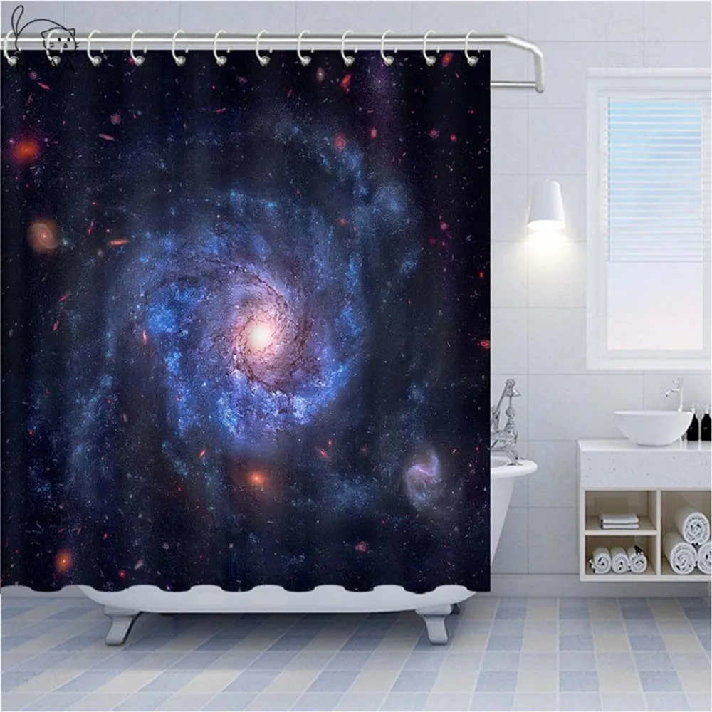 Modern simplicity Galaxy Night Starry Sky Bath Curtain Waterproof polyester fabric Shower curtain 3D Blackout curtain bathroom