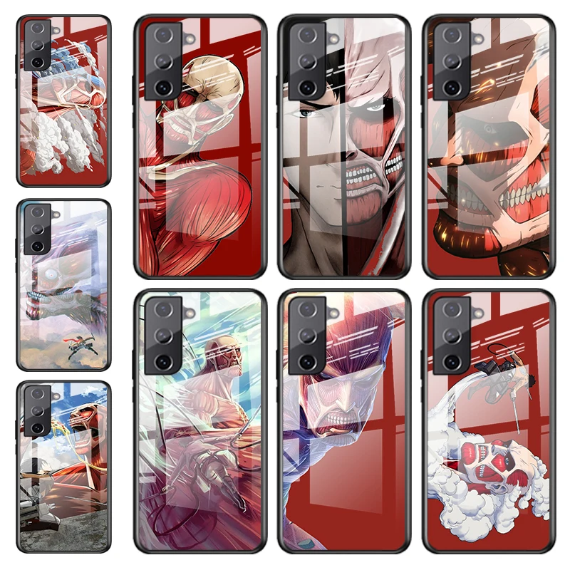 

Tempered Glass Cover Attack On Titan Colossal Titan For Samsung Galaxy S20 FE S10e S10 S9 S8 Ultra Plus Lite Plus 5G Phone Case