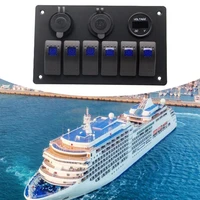 rocker switch panel 6 gang 12v24v universal multifunctional led backlit onoff toggle switch with car charger for boat