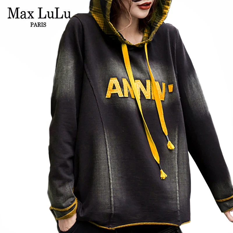 Max LuLu 2019 роскошный корейский стиль Женская одежда в стиле панк женские толстовки