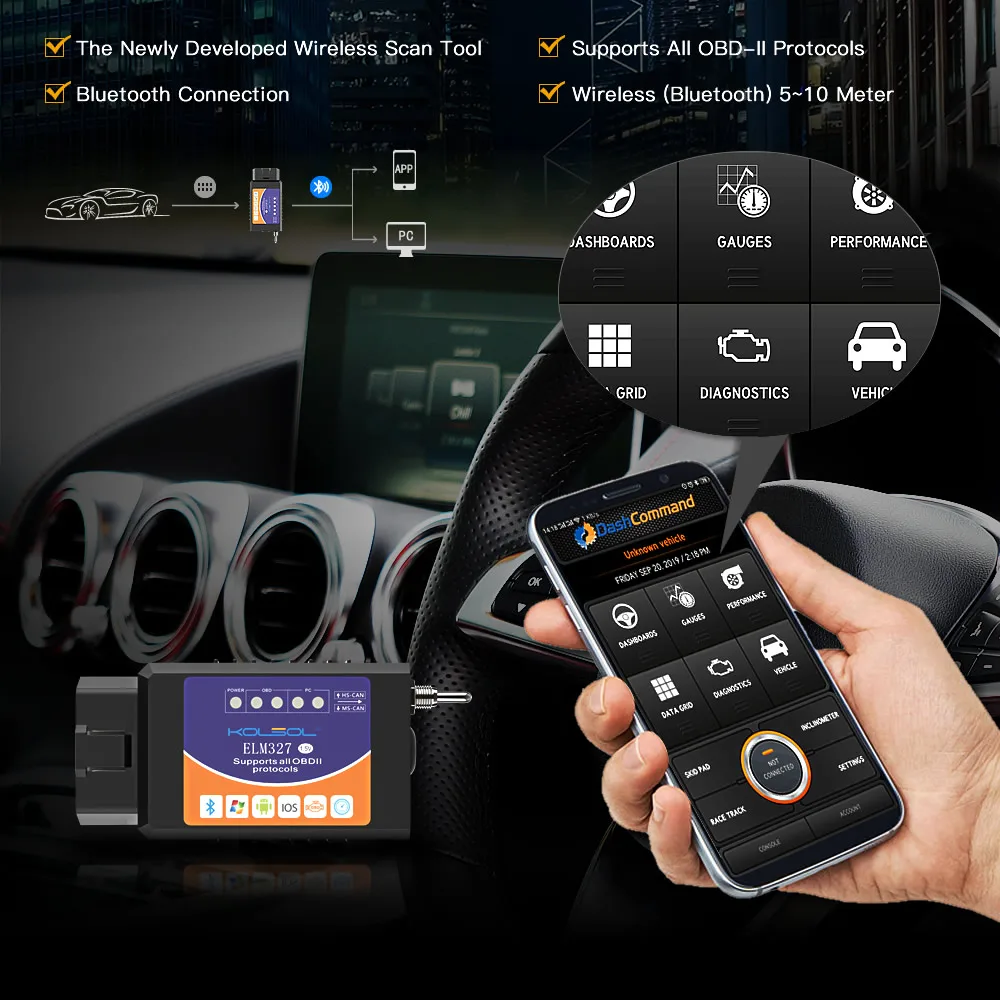 KOLSOL ELM327 Bluetooth OBD2 сканер V1.5 ELM327 с переключателем, модифицированным для Ford CH340+ 25K80 чип HS-CAN/MS-CAN