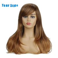 your style synthetic long straight hair wigs women cosplay party wigs mixed color light brown golden high temperature fiber