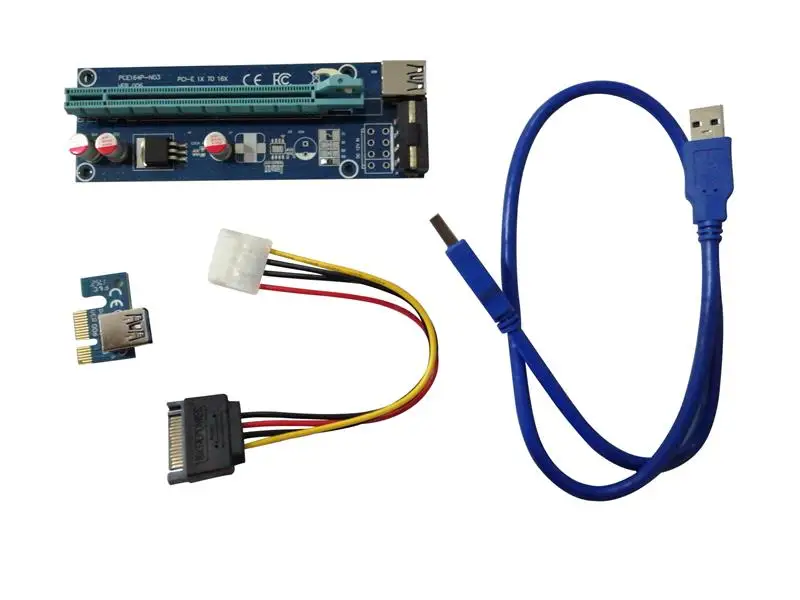 

PCI-E Riser Board 4-pin PCI-E 1x to 16x Adapter Card Graphic Card GPU Extender Board with USB Cable