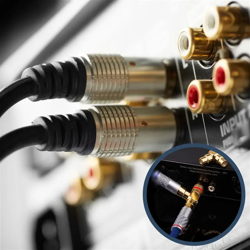 

1pc RCA Male to 2 RCA Female T-type Plug RCA Splitter Adapter Connector