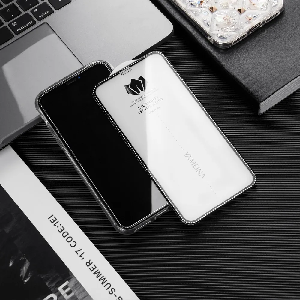 Роскошная блестящая Алмазная пленка из закаленного стекла для iPhone 11 Pro MAX XR XS MAX X6 6S 7 8 Plus, защита экрана, полное покрытие, стеклянная пленка