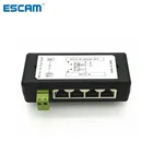 PoE адаптер питания ESCAM, 4 порта, 8 портов, PoE, Ethernet блок питания контактов питания 4,5(+)7,8(-), вход DC12V-DC48V для IP-камеры