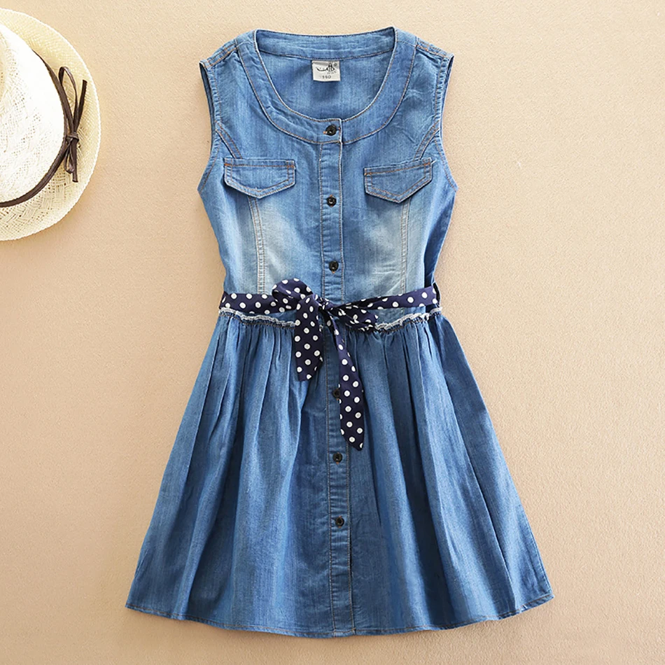 

Summer Dress For Girls Sleeveless Denim Dress Girl Big Girls Party Dress With Belt Kids Summer Clothes For Kids Girl 6 8 10 Year