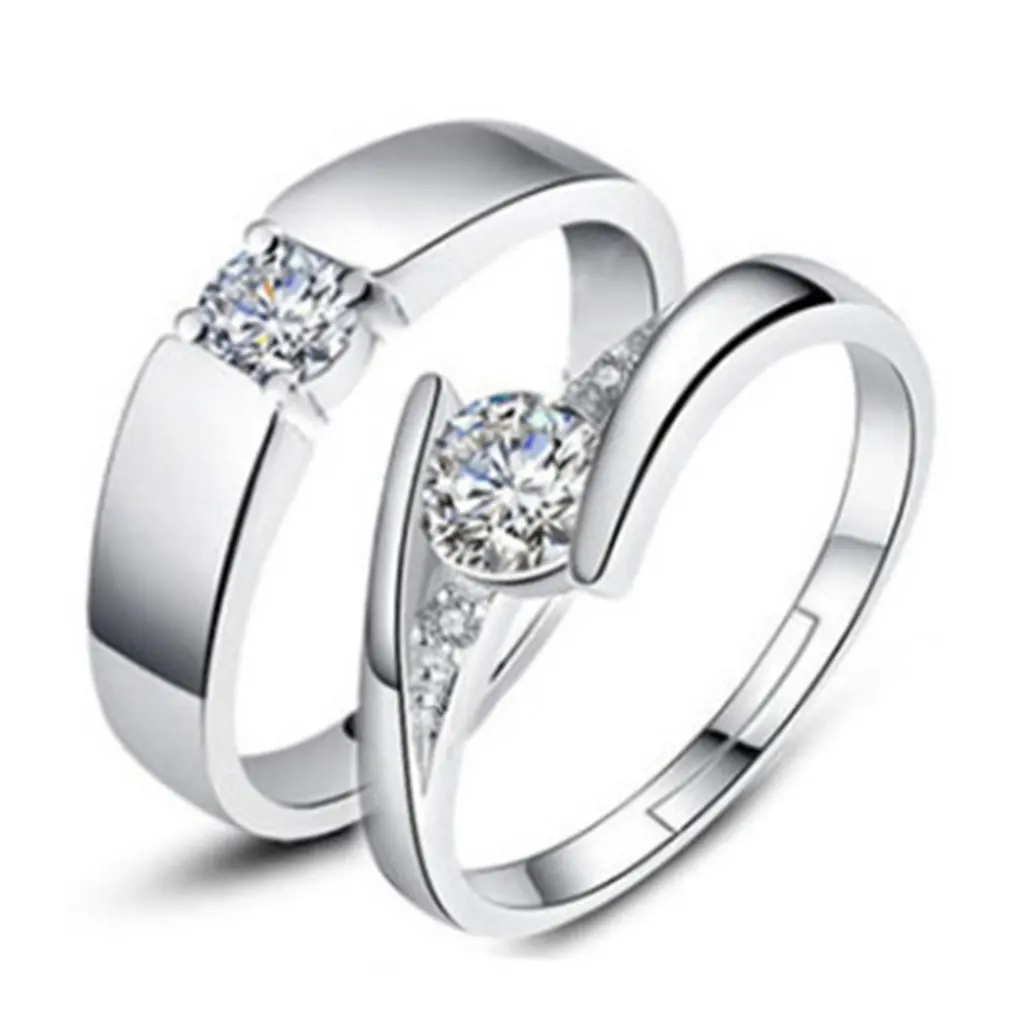 Модные креативные Открытые Кольца для пар обручальные кольца с цирконием