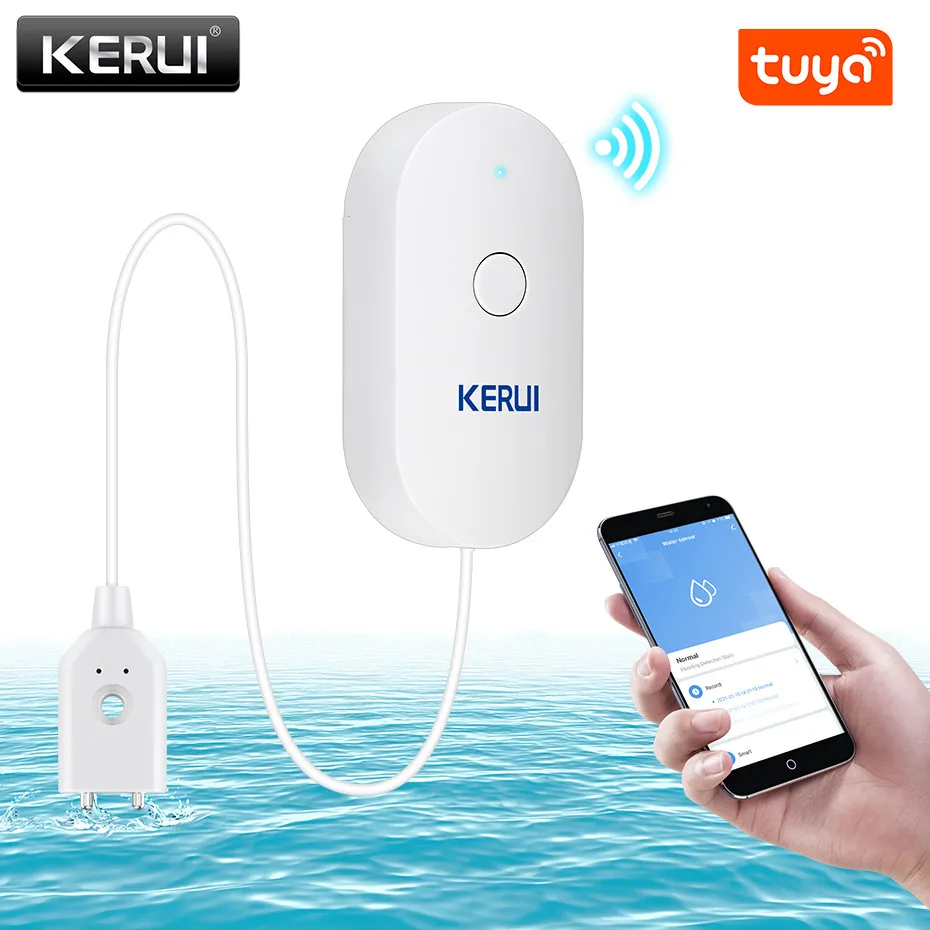 KERUI 10pcs/lot Tuya Smart Water Leakage Sensor Home Security WIFI Flood Alert Overflow Alarm System Water Level Alarm Detector