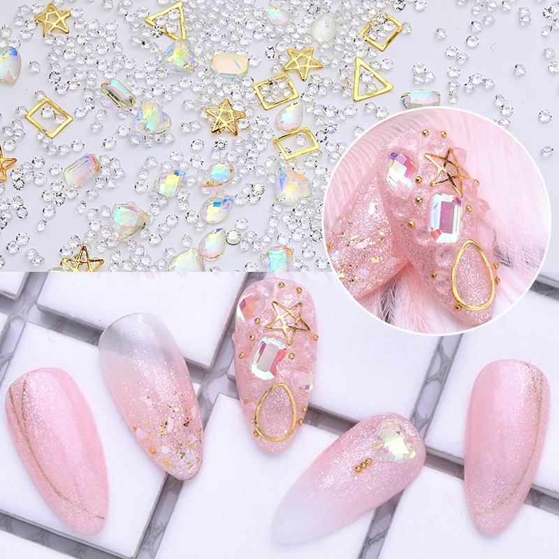 1 коробка AB дизайн ногтей горный хрусталь прозрачное плоское дно мульти размер DIY