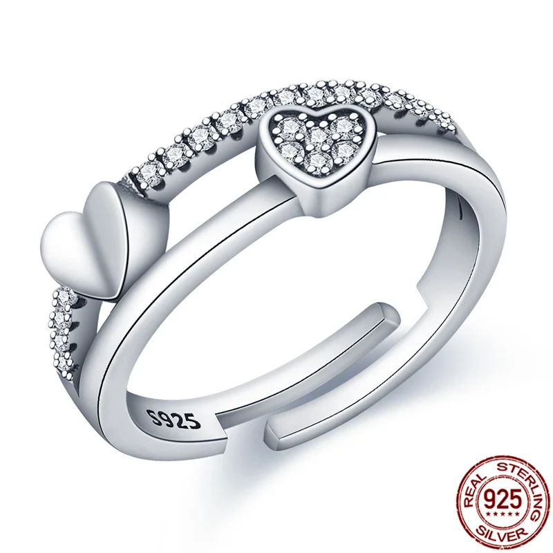 

2021 New Hot Sale 925Sterling Silver Simplicity Refined Heart Rings For Women Birthday Fashion Jewelry Gift