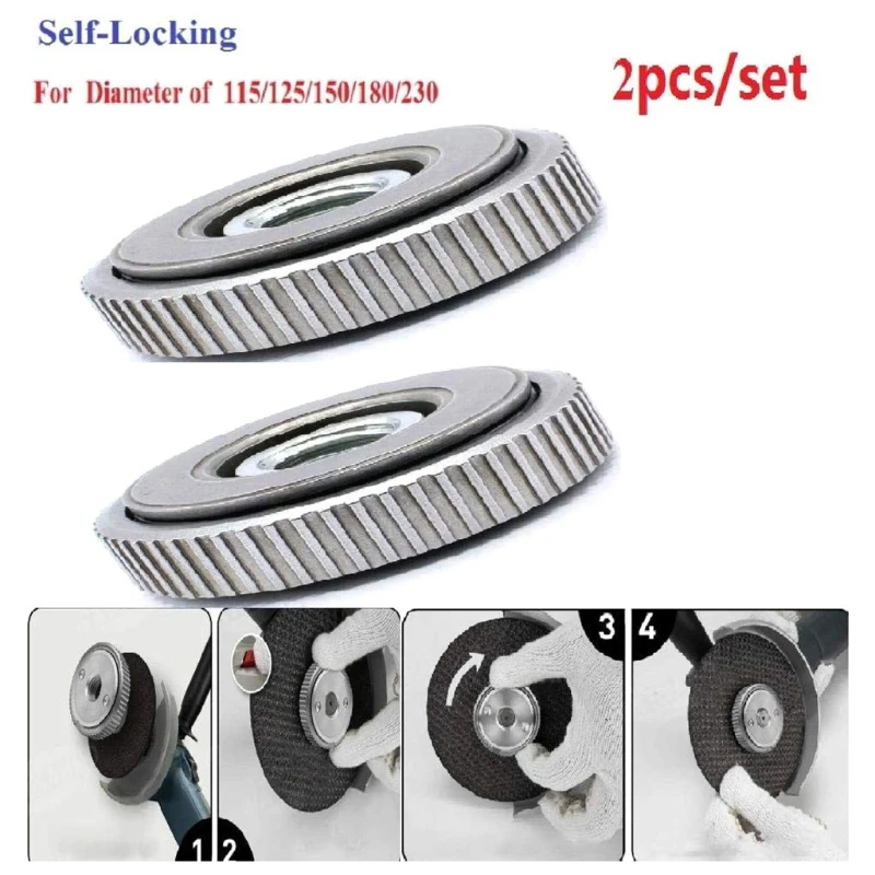 

2pcs M14 Thread Angle Grinder Accessories Inner Outer Flange Nut Replacement Quick Release Power Tools