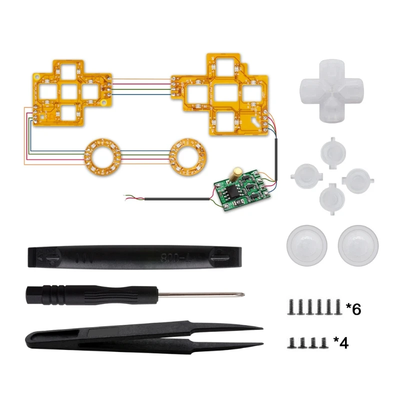 

Новинка 2022, 6-цветный светодиодный комплект, светящиеся аналоговые кнопки для контроллера PS5