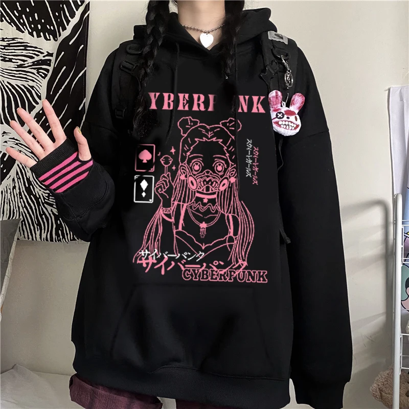 

Женская толстовка с капюшоном в стиле аниме, милые Мультяшные толстовки с капюшоном Ulzzang Nette, топ с принтом в стиле Харадзюку, пуловер в стиле...