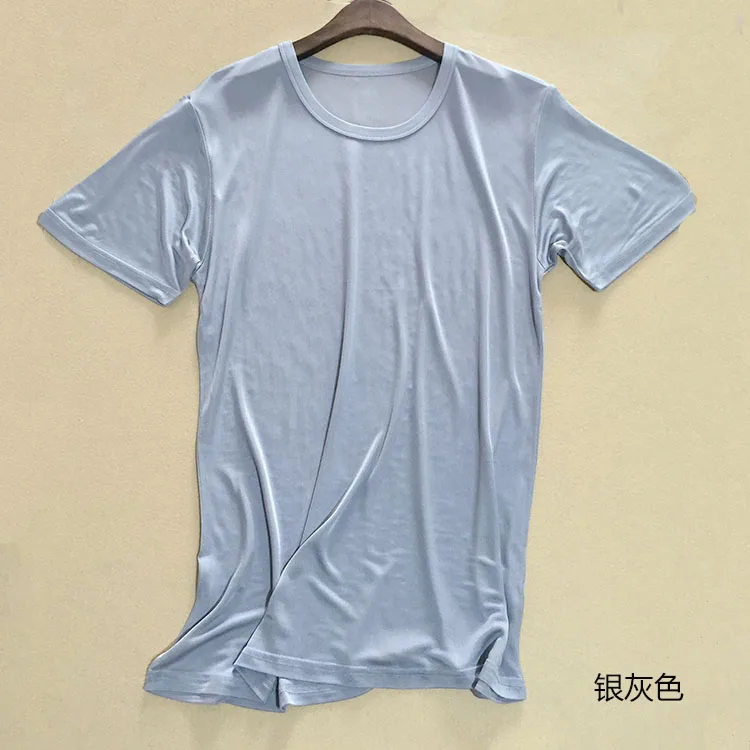 Мужские 50% шелк вискоза с круглым вырезом Футболка Повседневная Пижама коротким