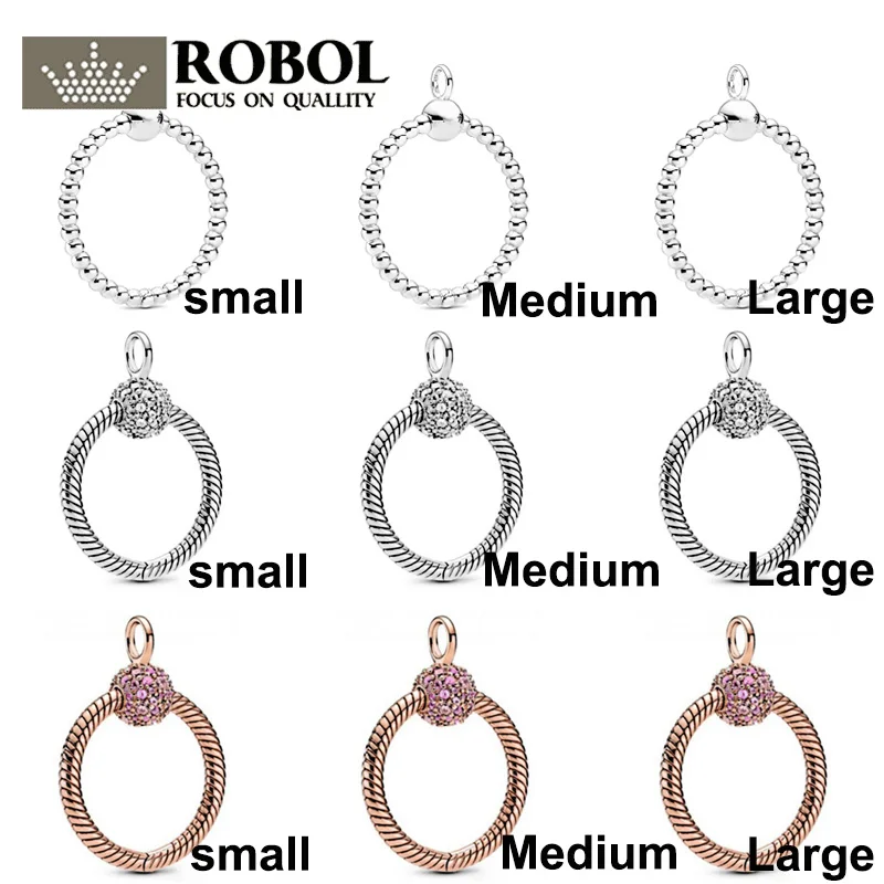

65 High Quality Original 925 Sterling Silver Moments Small Medium Large Pave O Pendant Fit for DIY Charm Necklace Free Shipping