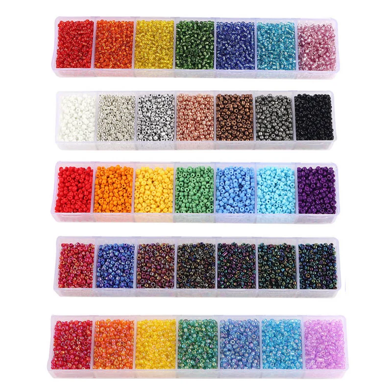 

6 /7Cells Glass Seed Spacer Beads DIY Toys Jewelry Making 2mm Round Colorful Millet Beads DIY Bracelet Necklace Beaded Material