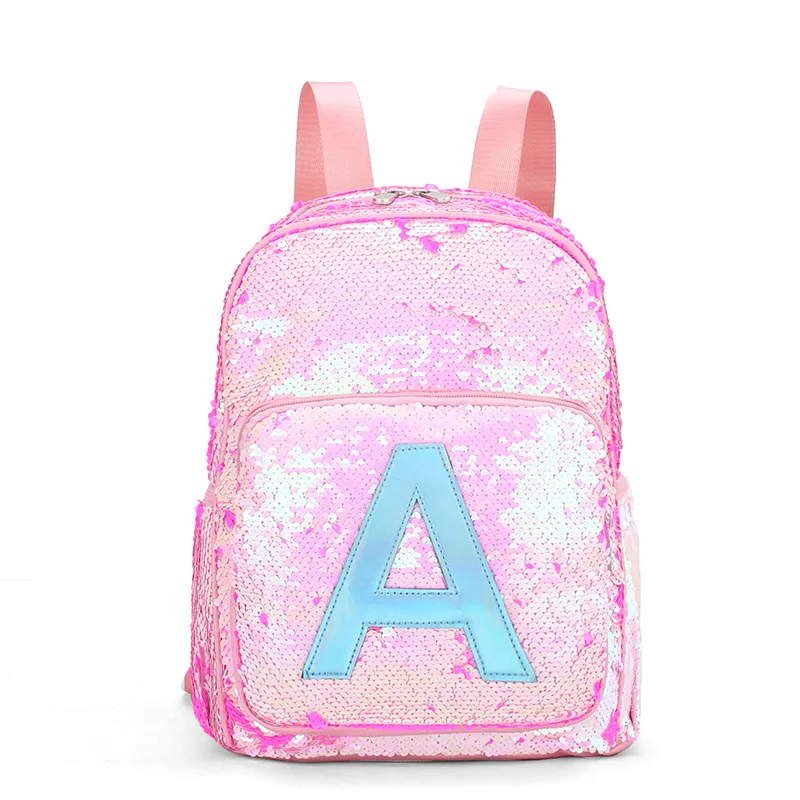 Fashion Mermaid Sequin Backpacks for Girls Children Large Letter Unicorn School Bag Teenager Hologram Heart Love Backpack