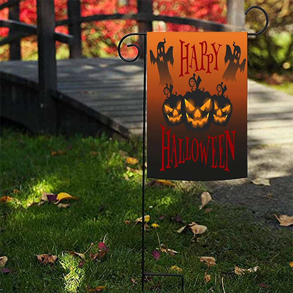 Хэллоуин сад флаг тыква призрак ведьма летучая мышь замок печати вертикальный