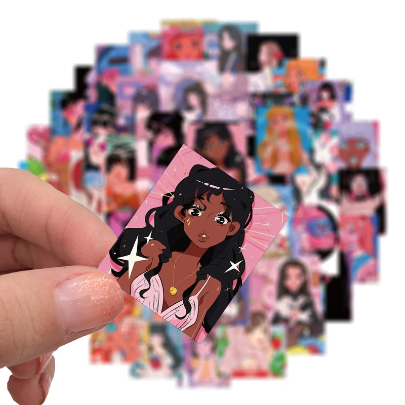 Винтажные Розовые наклейки с иллюстрациями комиксов для девочек 10/50 шт./компл.