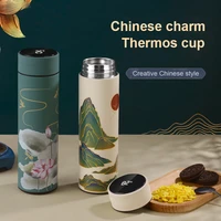 smart insulated coffee water bottle led touch display stainless steel tumbler thermos bottle tea infuser bottle travel mug