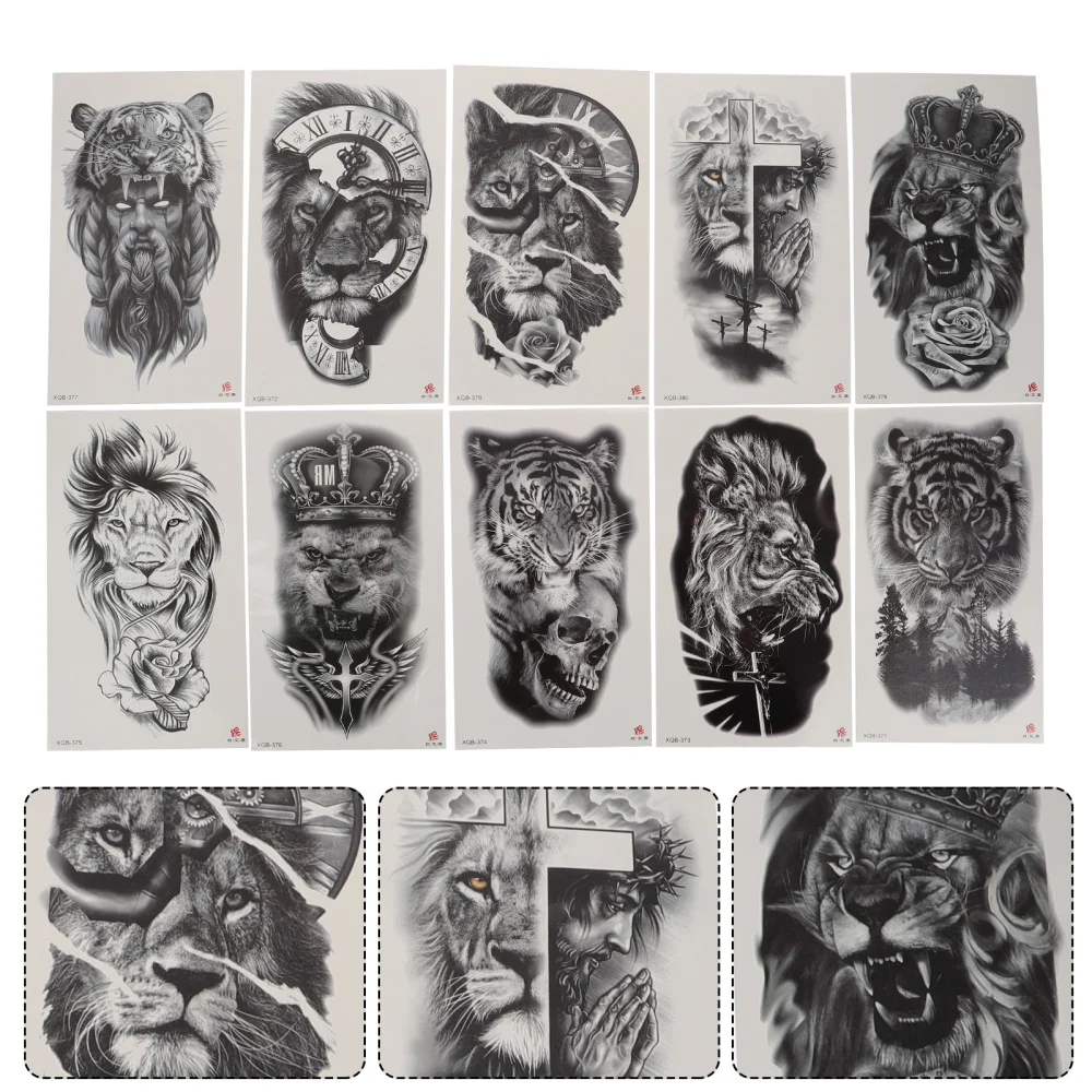 

10Pcs Animal Tattoos Decal Arm Tattoos Sticker Various Pattern Animal Stickers