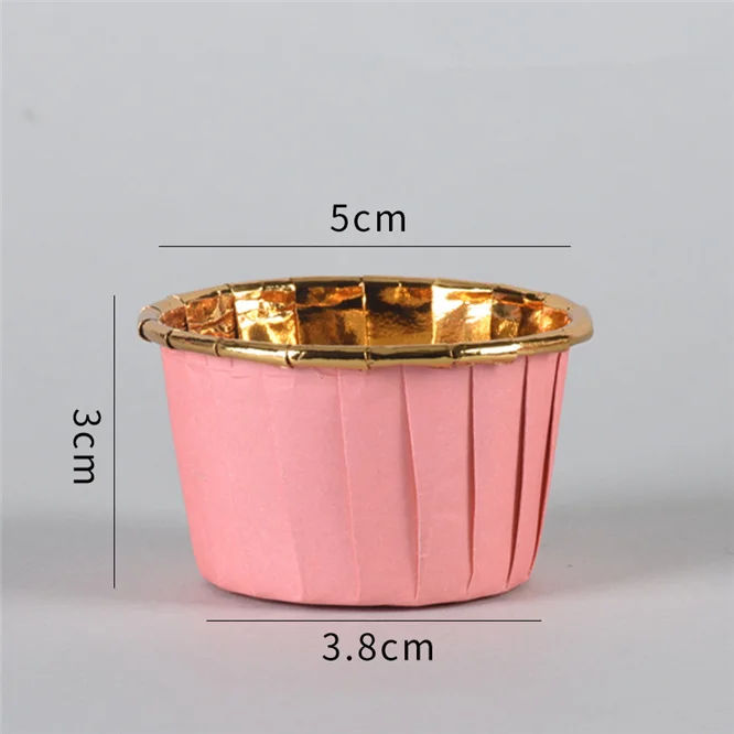 pink 50 шт. золотистого и серебряного цвета для кексов, лайнер для выпечки, бумажные Чехлы для кексов, коробка для кексов, чашка для яиц, тартов, поднос, форма для торта, инструменты для украшения - Цвет: pink