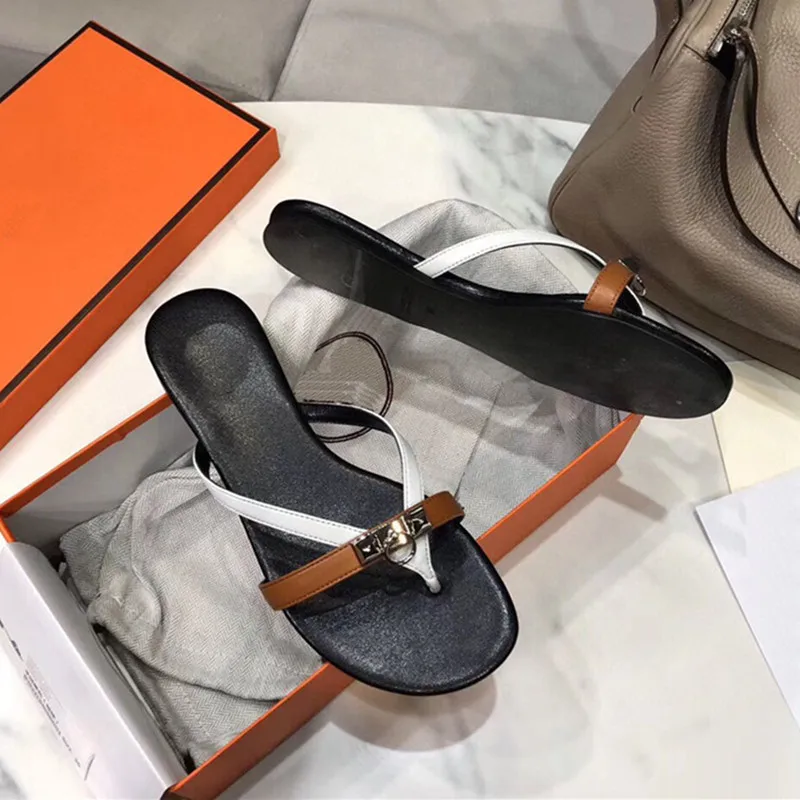 

Summer Flip-Flops For Outer Wear 2021 New European And American Beach Flat Sandals And Slippers Leather Flip Flops Travel Slippe