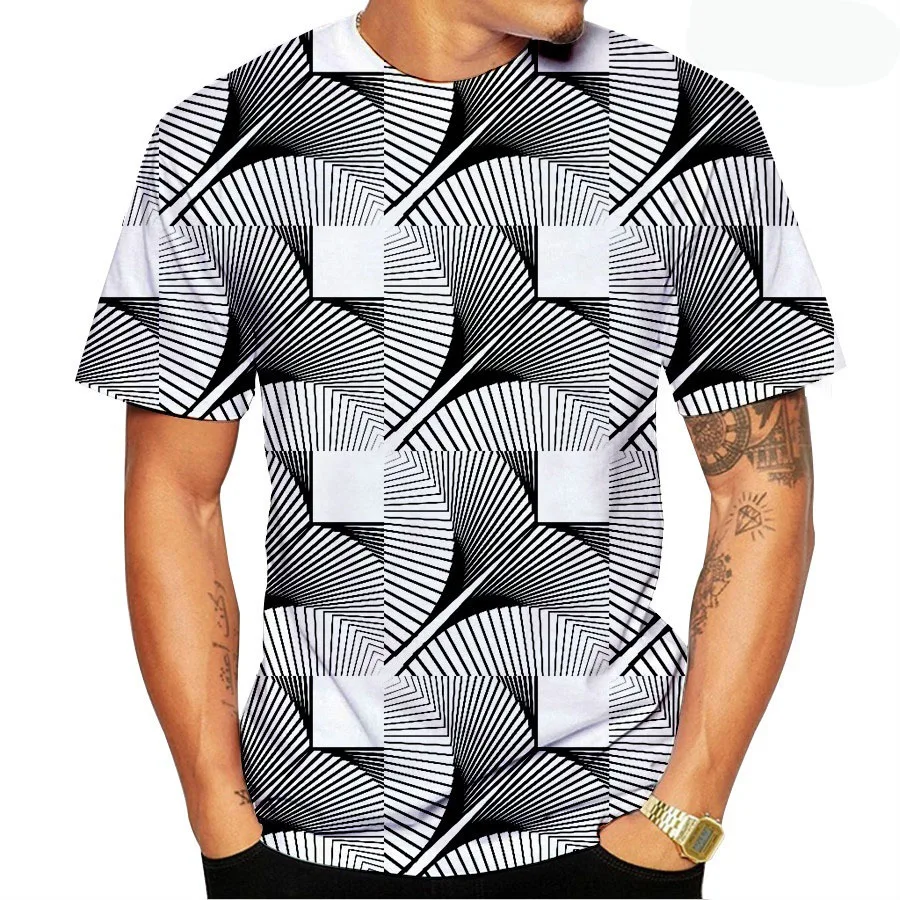 

2020 New Fashion 3D T Shirt Black And White Vertigo Hypnotic 3d Printing Funny Short Sleeved Tees Men/women Tops Pullover Tee