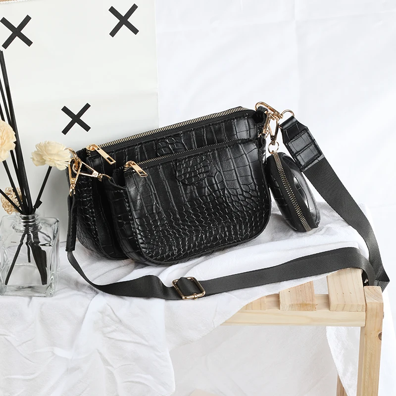 

Alligator pattern soft leather solid color chain shoulder bag Crocodile pattern women crossbody bag Handbags and purse 2020
