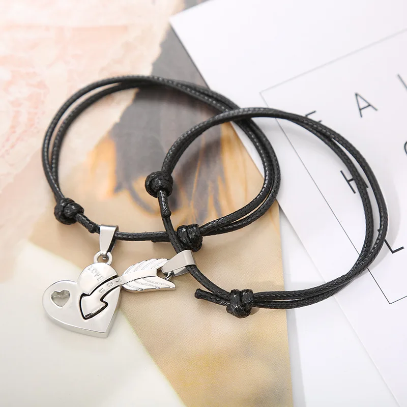 

2-piece set one arrow through the heart pendant couple bracelet simple student carrying strap Accessories Fashion Jewelry