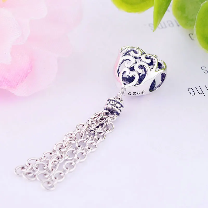 Fit Original Pan Charm Bracelet Authentic 925 Silver Heart Tassel Enchanted Bead For Making Pulcera Pendant Berloque 2020 | Украшения и