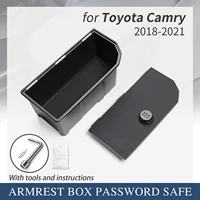 fit for toyota camry 2018 2021 security safe lock password keyless box armrest storage accessories leather privacy decoration