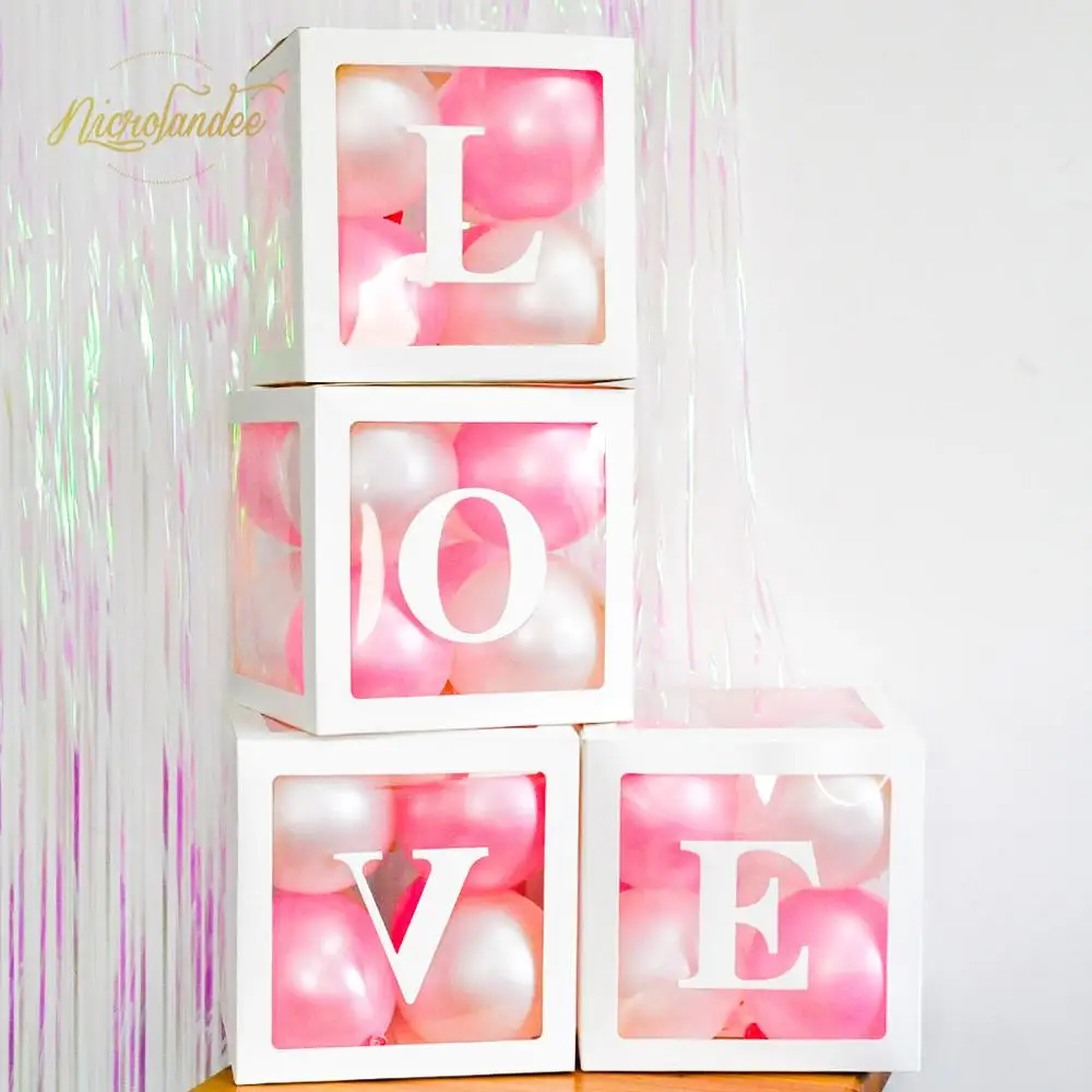 NICROLANDEE Алфавит прозрачная белая коробка упаковочное имя воздушный шар Сделай Сам