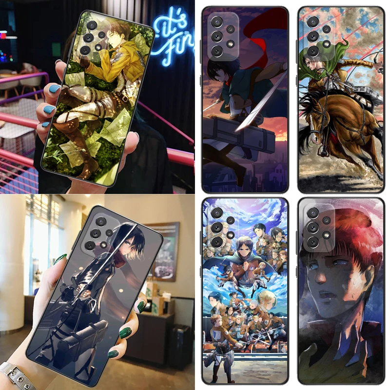 

Attack On Titan Mikasa Ackerman Armin Arlert Levi Eren Jager Phone Case For Samsung Galaxy A52 A72 5G 4G Soft TPU Back Cover