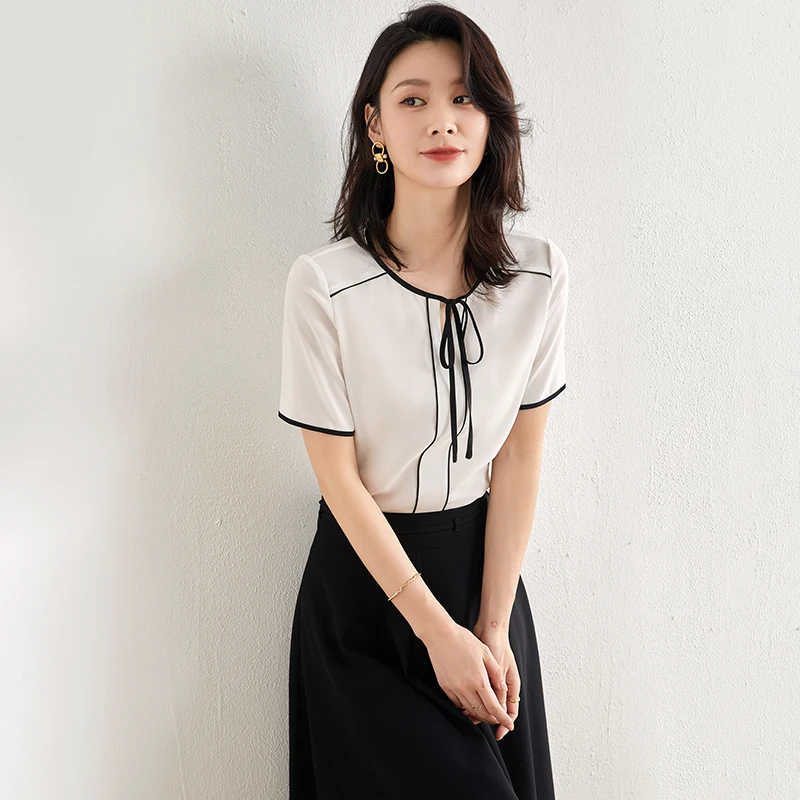 Женская шифоновая блузка Новинка лета 2021 французская белая рубашка с коротким