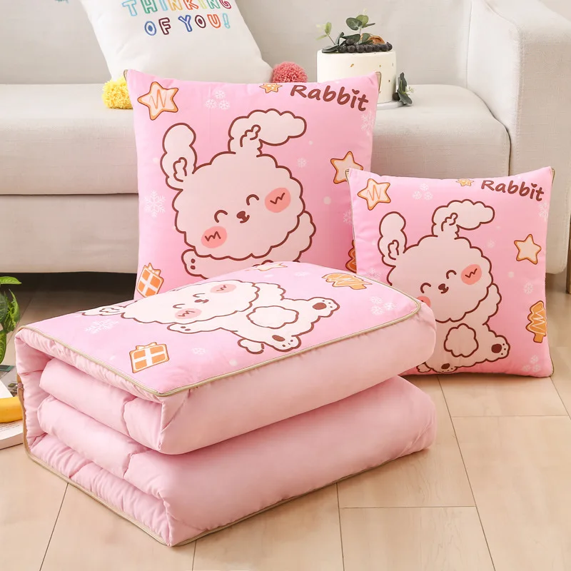 Multifunctional Pillows Decorative Car Backrest Sofa Cushion Cute Cartoon Warm Blanket Summer Nap Quilt Cover Home Textiles