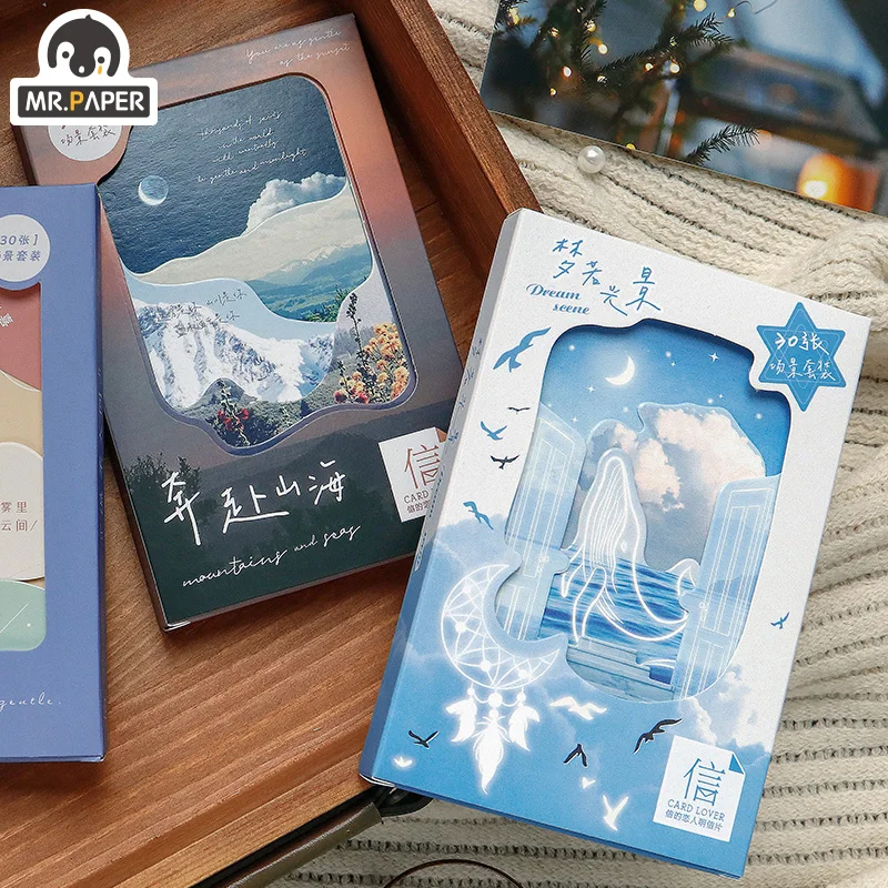 

Mr.Paper 30 шт./кор. 8 видов конструкций четырехкратная живопись серия Мультфильм Стильные Открытки творческий милый ручной счет Декор DIY материа...